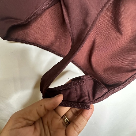 Free People Deep V-Neck Burgundy bodysuit - Picture 5 of 8